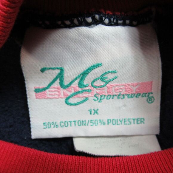 Vintage MC Sportswear Sweatshirt Womens 1X Navy Bedazzled American Flag Momcore - Picture 2 of 9